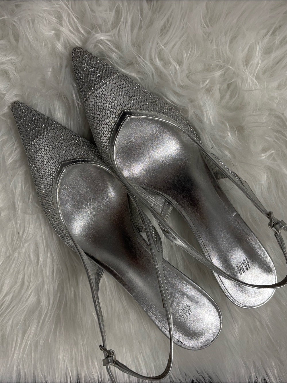 H&M Silver Pointed-Toe Slingback Heels